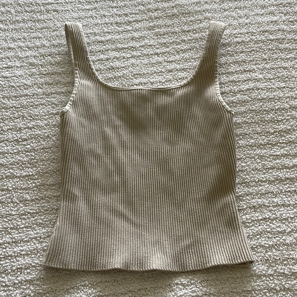 Aritzia Tops - Aritzia Sculpt Knit Squareneck Tank Size S Matte Pearl (Worn 2x)